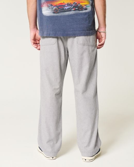 Hollister Gray Linen-blend Flex-waist Baggy Pants for men