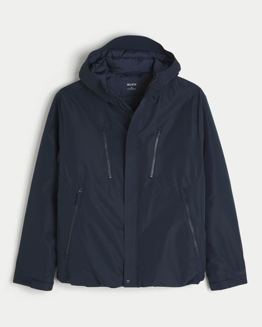Hollister Blue Hooded Shell Jacket for men