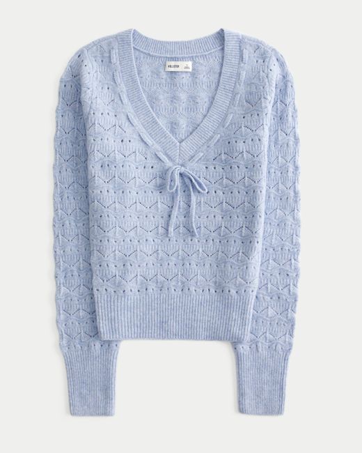 Hollister Blue Stitchy V-neck Sweater