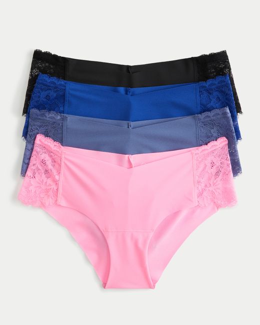 Hollister Pink Gilly Hicks Lace-side No-show Hiphugger Underwear 4-pack