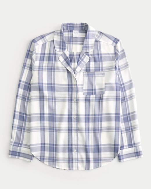 Hollister Blue Long-sleeve Flannel Pajama Top