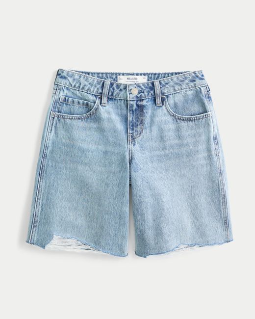 Hollister Blue Low-rise Light Wash Baggy Jort