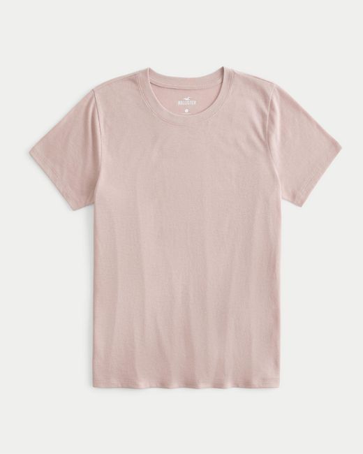 Hollister Pink Länger geschnittenes T-Shirt mit Rundhalsausschnitt