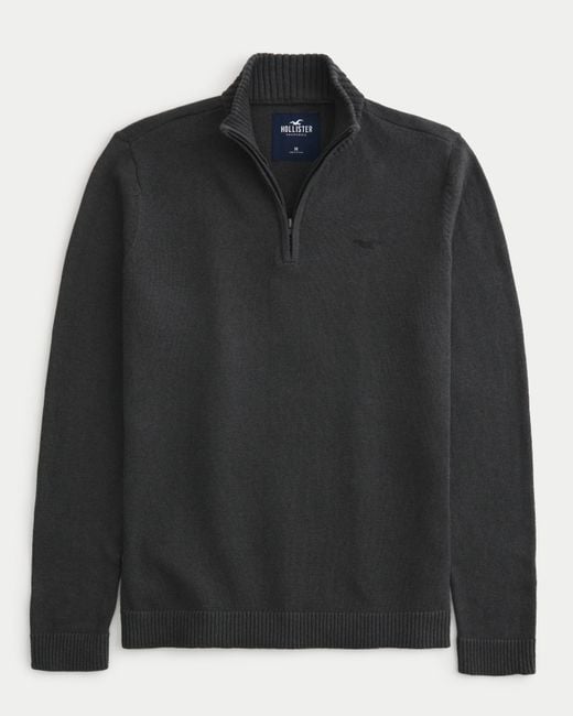 Hollister Black Quarter-zip Icon Sweater for men