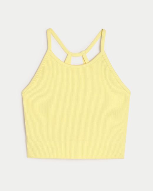 Hollister Yellow Gilly Hicks Active Ribbed Seamless Fabric High-neck Tank