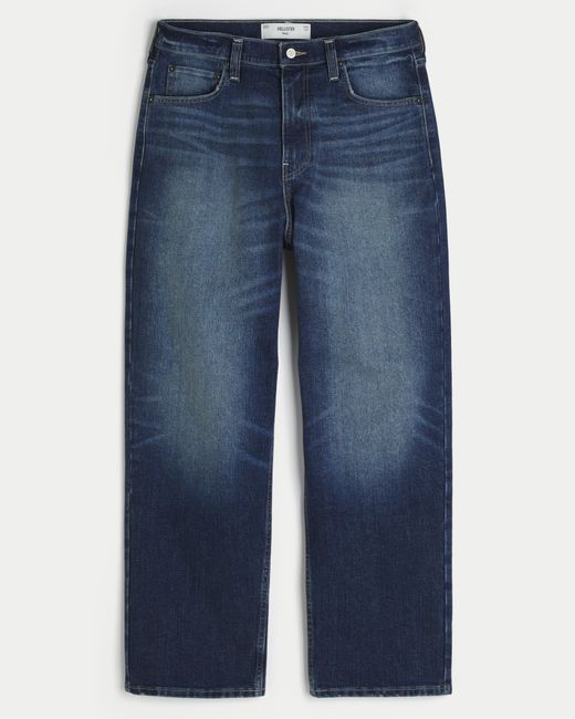 Hollister Blue Dark Wash Baggy Jeans for men