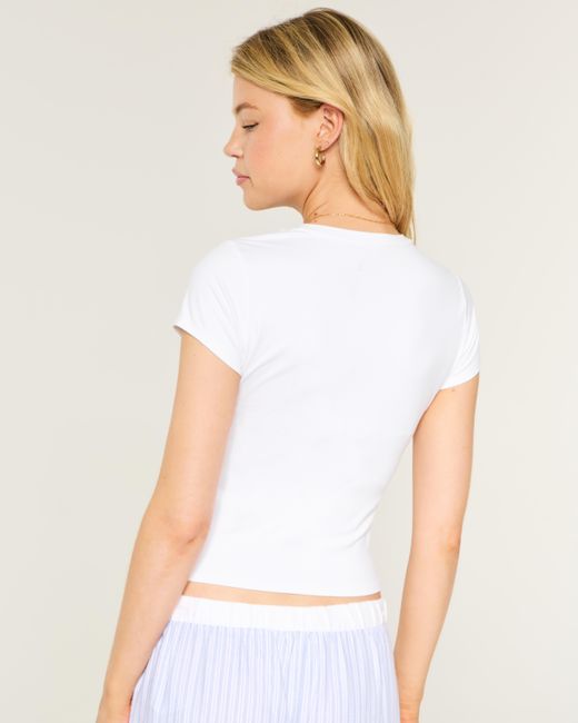 Hollister White Seamless Fabric Crew Baby Tee