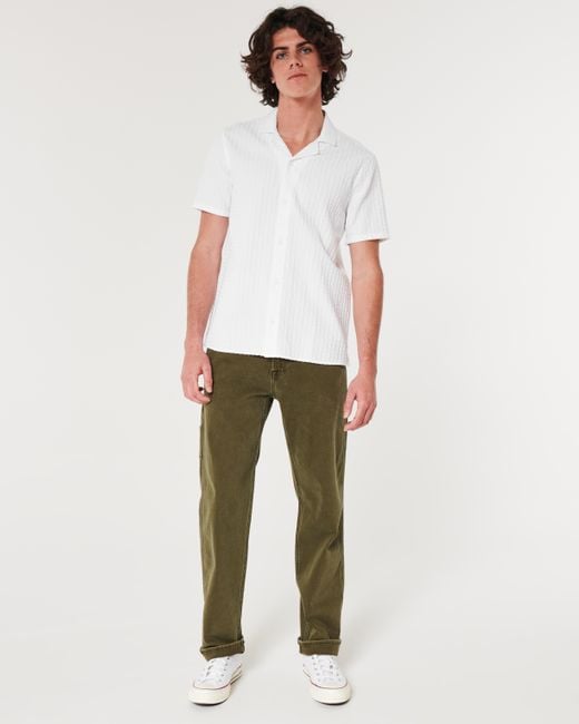 Hollister White Relaxed Textured Short-sleeve Shirt for men