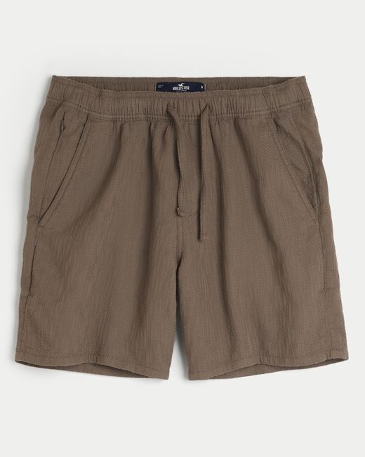 Hollister Brown Textured Cotton Pull-on Shorts for men