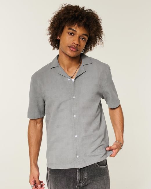 Hollister Gray Boxy Textural Short-sleeve Shirt for men