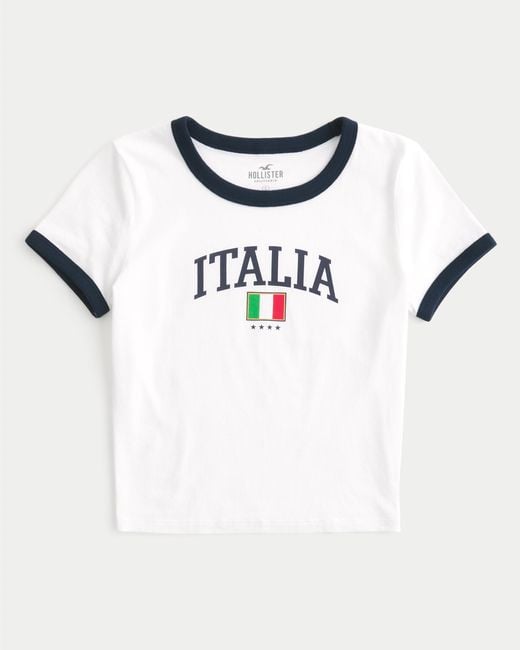Hollister White Baby-Tee mit Italia-Grafik