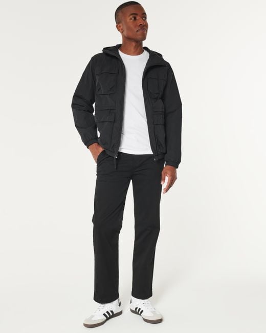 Hollister Black Fleece-lined All-weather Hoodie Jacket for men