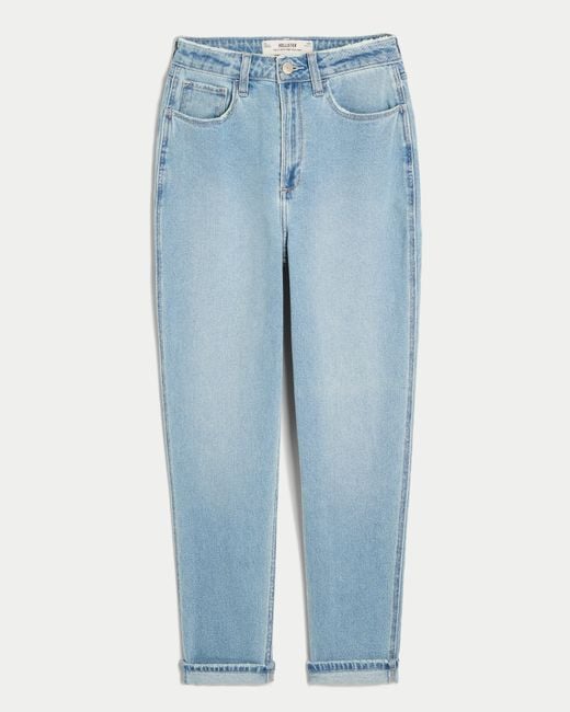 Hollister Blue Curvy Ultra High-rise Light Wash Mom Jeans
