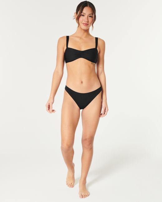 Hollister Black Ribbed Scoop Bikini Top