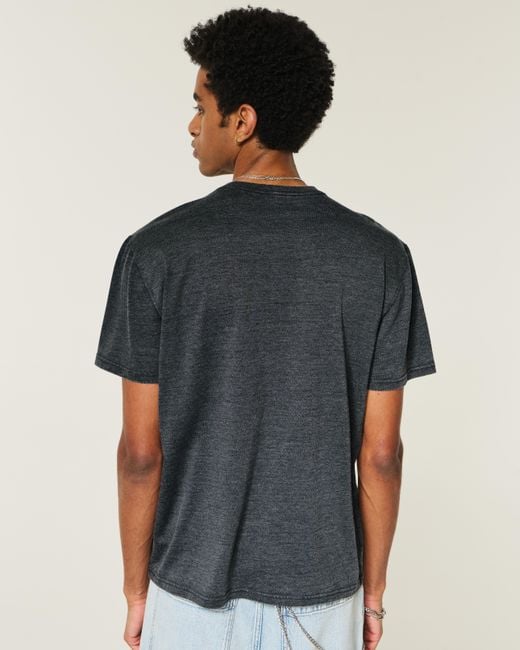 Hollister Black Relaxed Washed Crew T-shirt for men