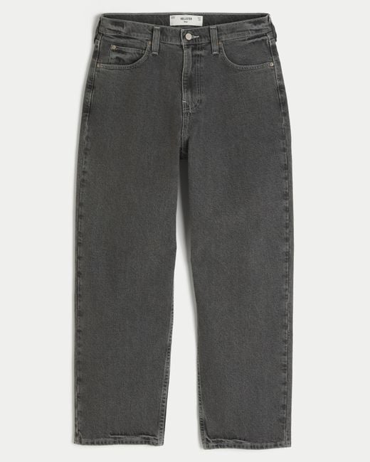 Hollister Gray Washed Black Baggy Jeans for men
