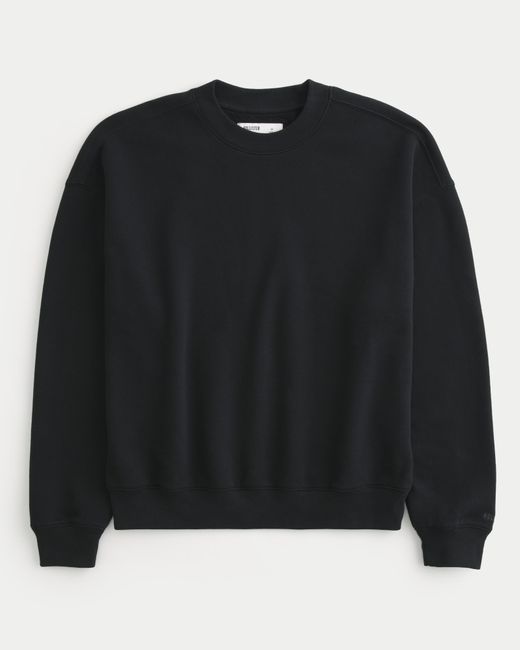 Hollister Black Boxy Crew Sweatshirt for men