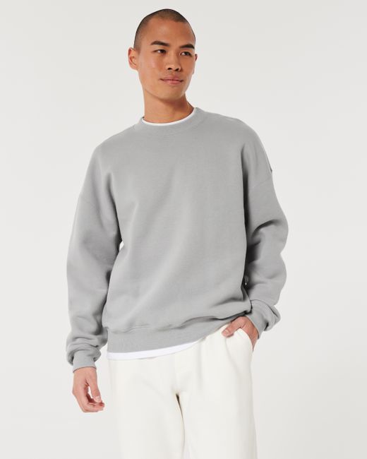 Hollister Kastiges Sweatshirt mit Rundhalsausschnitt in Gray für Herren