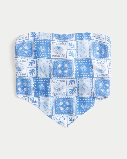 Hollister Blue Easy Pattern Bandana Top