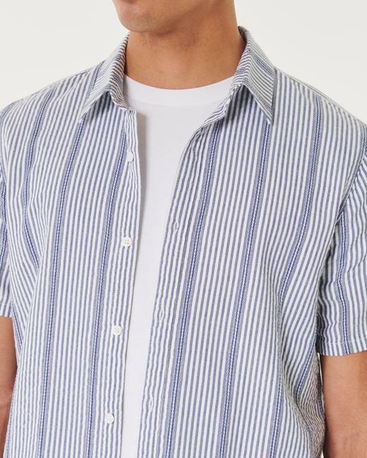 Hollister Blue Short-sleeve Striped Shirt for men