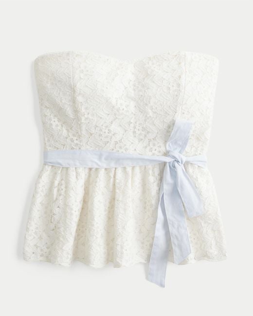 Hollister White All-over Lace 2-in-1 Top