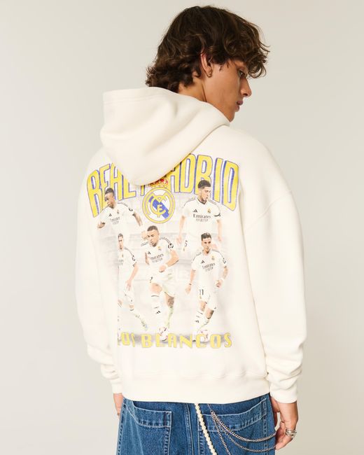 Hollister Natural Real Madrid Cf Graphic Quarter-zip Sweatshirt for men