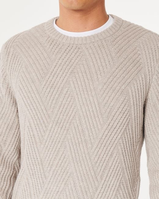 Hollister Natural Herringbone Crew Sweater for men