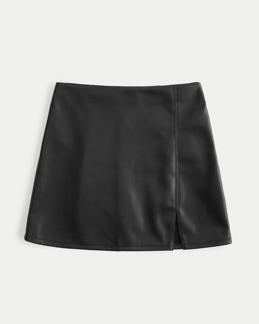 Hollister Black Ultra High-rise Vegan Leather A-line Mini Skirt
