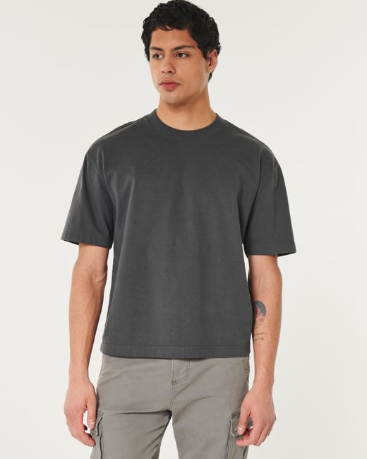 Hollister Schweres, kastig und kurz geschnittenes T-Shirt mit Rundhalsausschnitt in Gray für Herren