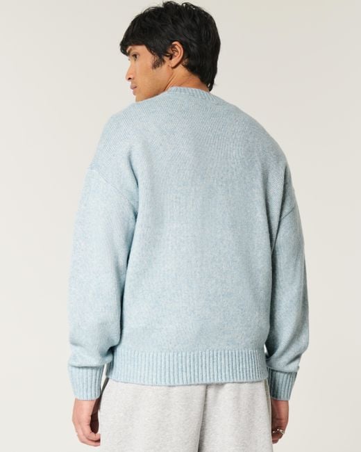 Hollister Kastiger Airspun-Strickpullover mit Rundhalsausschnitt in Blue für Herren