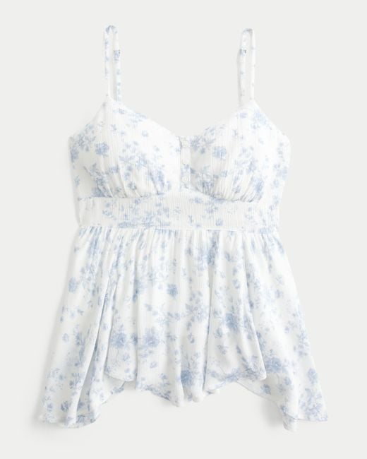 Hollister White Easy Asymmetrical Hem Babydoll Tank