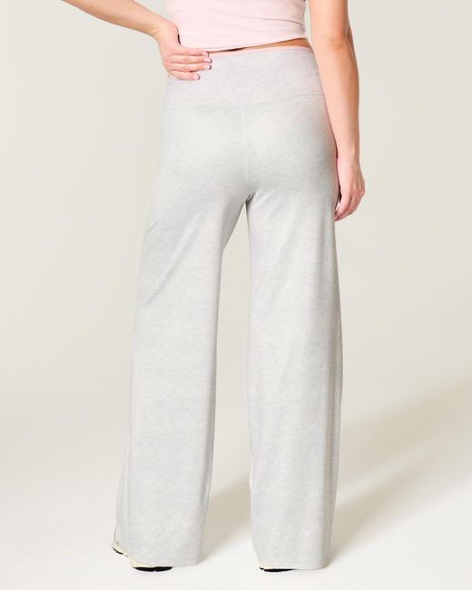 Hollister White Gilly Hicks Active Recharge Foldover Wide-leg Pants