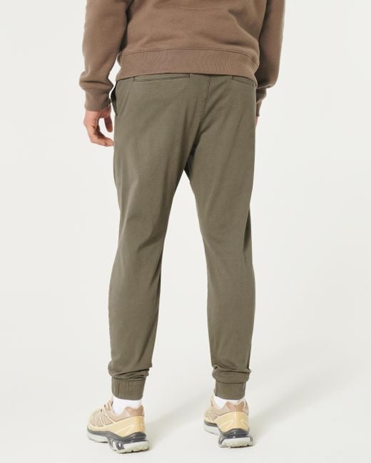 Hollister Green Twill Joggers for men