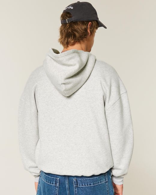 Hollister Gray Boxy Zip-up Hoodie for men