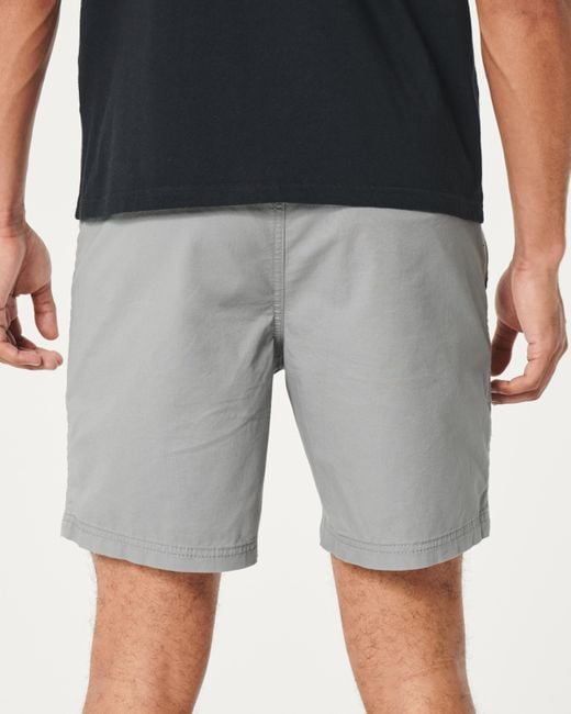Hollister Gray Twill Pull-on Shorts 7" for men
