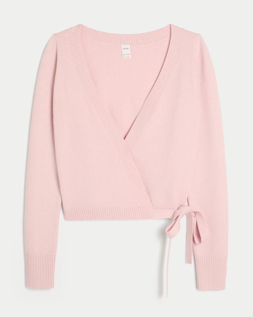 Hollister Pink Gilly Hicks Sweater-knit Multi-way Wrap Top
