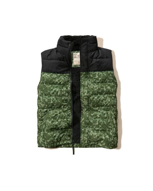 Hollister Sherpa Lined Puffer Vest in Green for Men Lyst