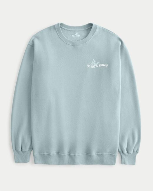 Hollister Blue Oversized Be Kind Graphic Crew Sweatshirt