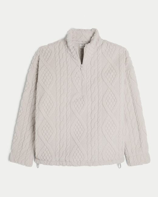 Hollister White Gilly Hicks Cozy Quarter-zip Sweatshirt