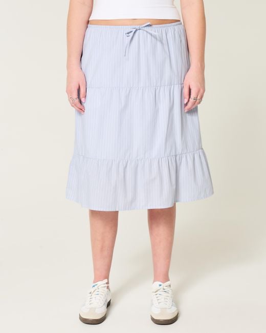 Hollister Blue Poplin Midi Skirt