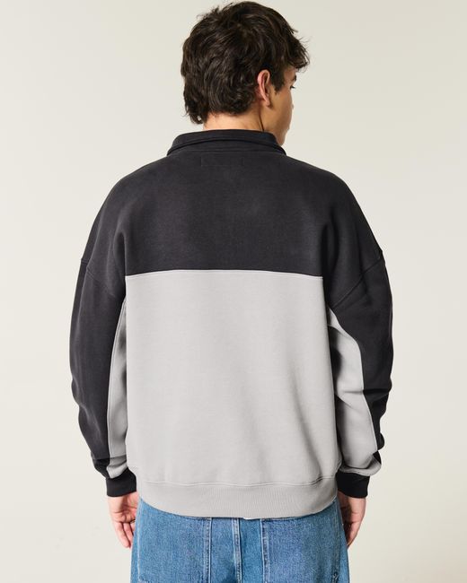 Hollister Kastiges Sweatshirt mit halblangem Reißverschluss und Ducati-Grafik in Black für Herren
