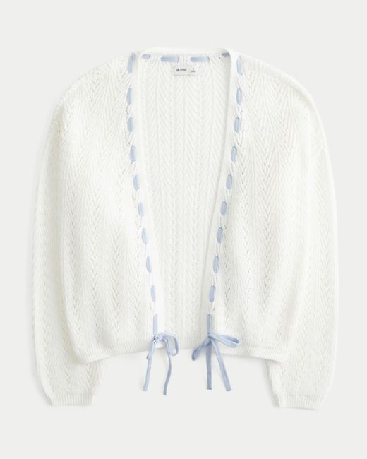 Hollister White Easy Textured No-close Cardigan