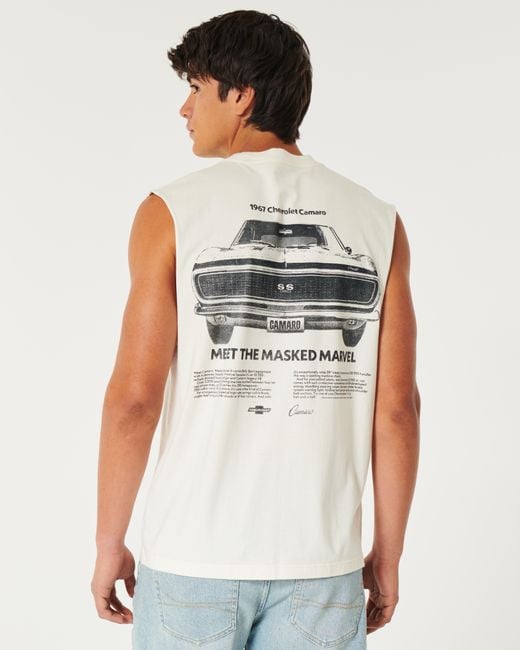 Hollister Natural Relaxed Chevrolet Camaro Graphic Cutoff Tank for men