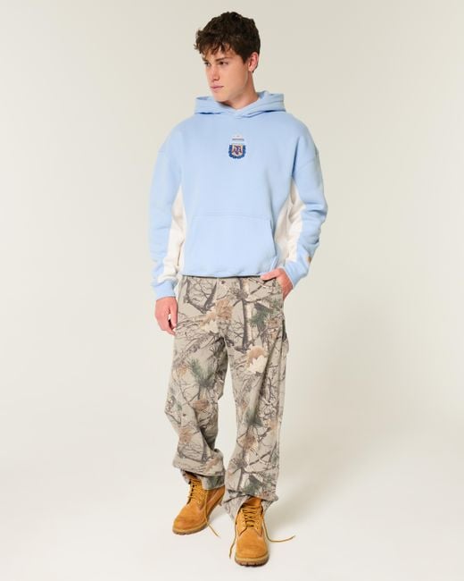 Hollister Blue Argentine Football Association Graphic Hoodie for men