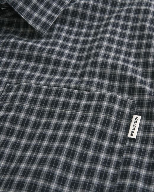 Hollister Blue Boxy Poplin Button Front Shirt for men