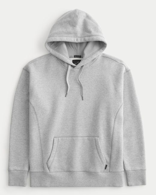 Hollister Gray Relaxed Heavyweight Hoodie for men