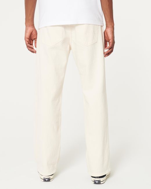 Hollister Natural Premium White Baggy Jeans for men