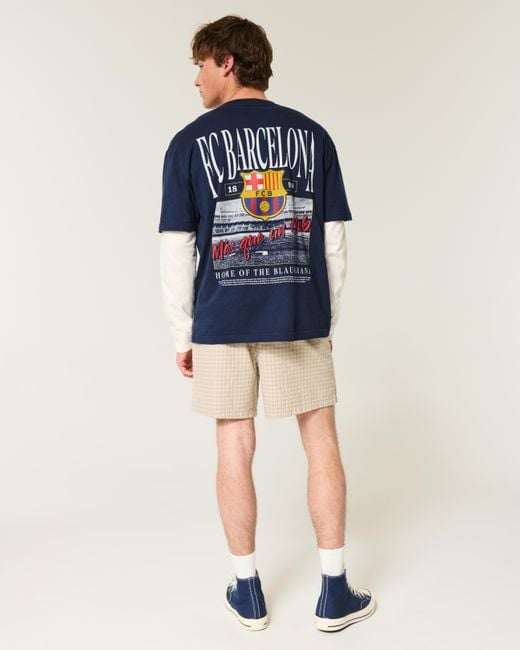 Hollister Blue Fc Barcelona Graphic Tee for men