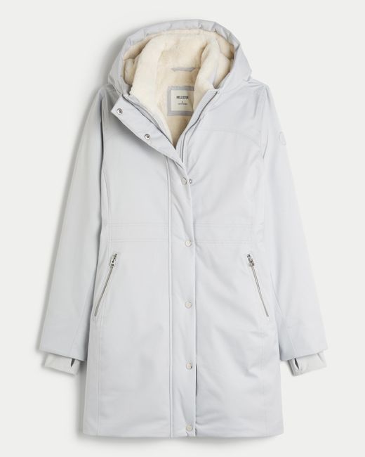 Hollister White All-weather Sherpa-lined Parka