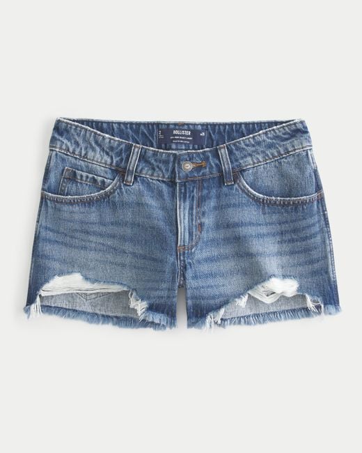 Hollister Blue Low-rise Medium Wash Baggy Denim Shorts